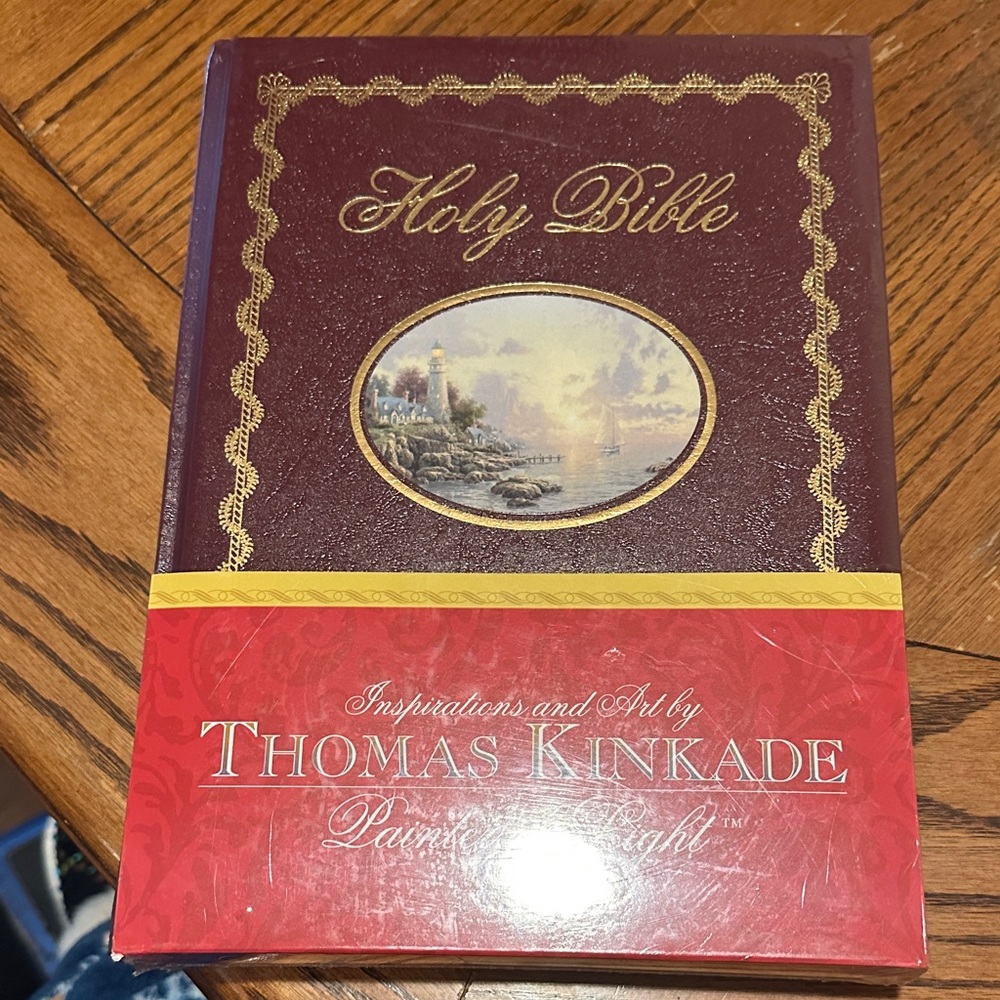 Thomas Kinkade Burgundy and Gold Holy Bible